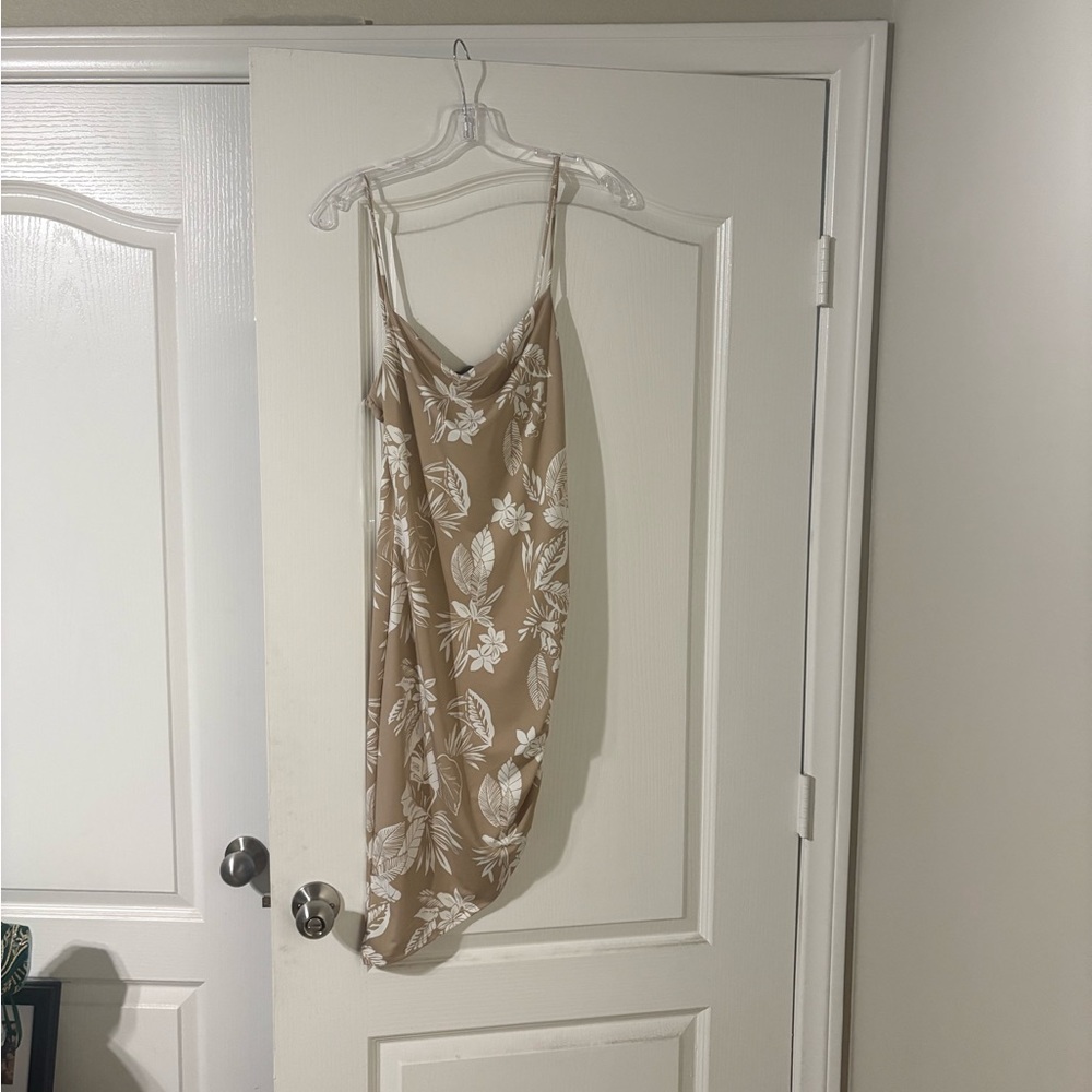 Beige Floral Slip Dress